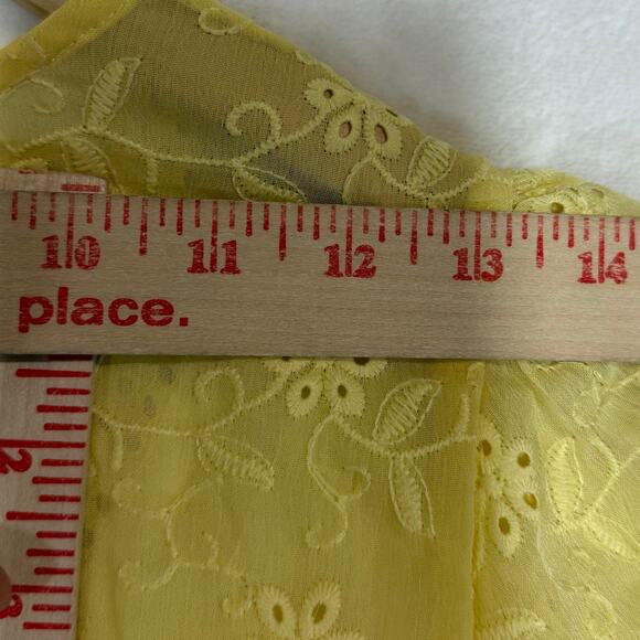 Rose & Grey M Yellow Eyelet Lace Crop Top Ruffle Cottage Coquette Softgirl Cute - Picture 8 of 10